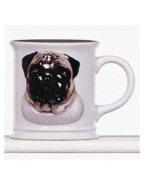 Vintage Pug Mug 3D White Ceramic Face Design Xpres Best Friends Originals 10 oz